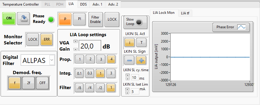 Control Software Interface dedicated to the LIA Module
