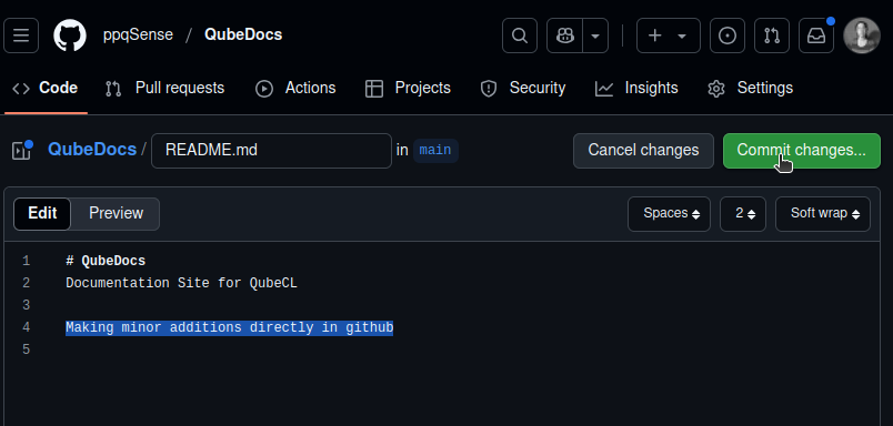 Github direct edit, preview and commit
