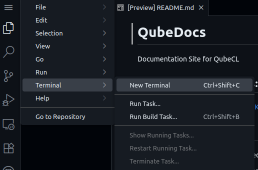 Open Terminal in Codespaces