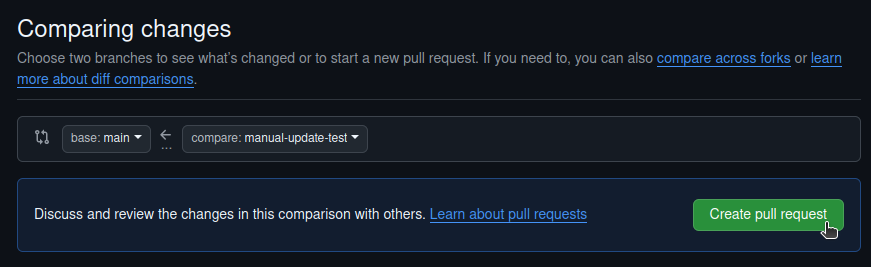 Create Pull Request from test branch to main