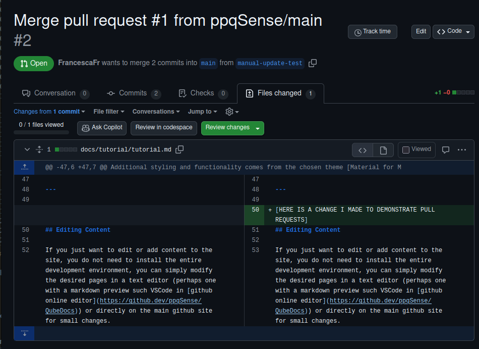 See changes in Pull Request - files and lines