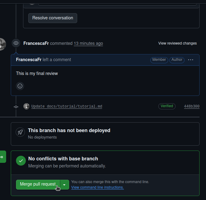 Merge pull request into main (once all comments are resolved)
